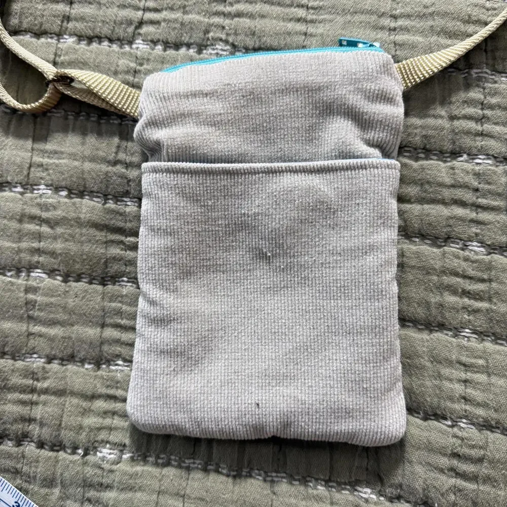 CUTE as a BUTTON handmade Boho crossbody embellished tan Bag. Cottage Core